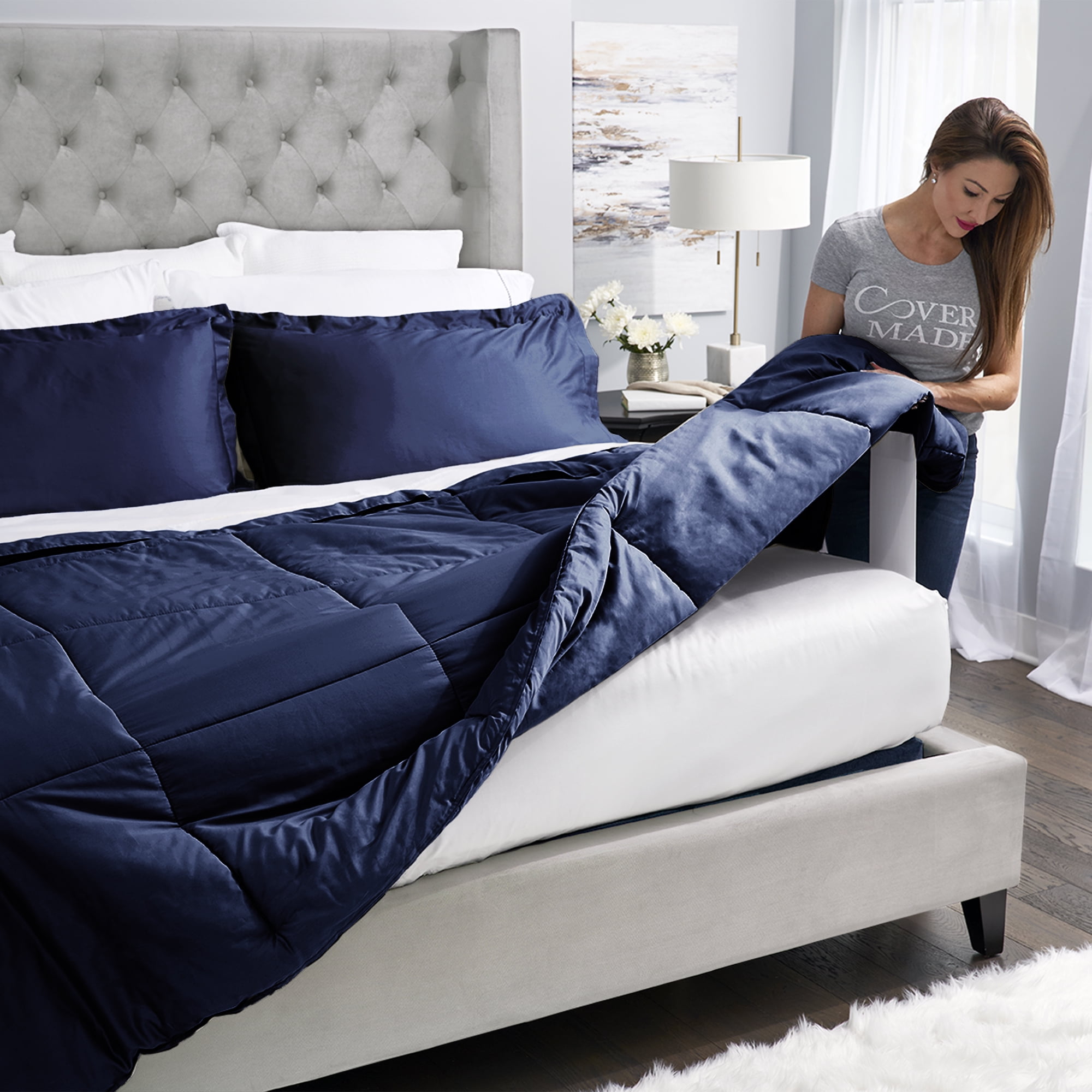 Covermade Easy Bed Making Down Alternative Comforter - Navy Full/Queen