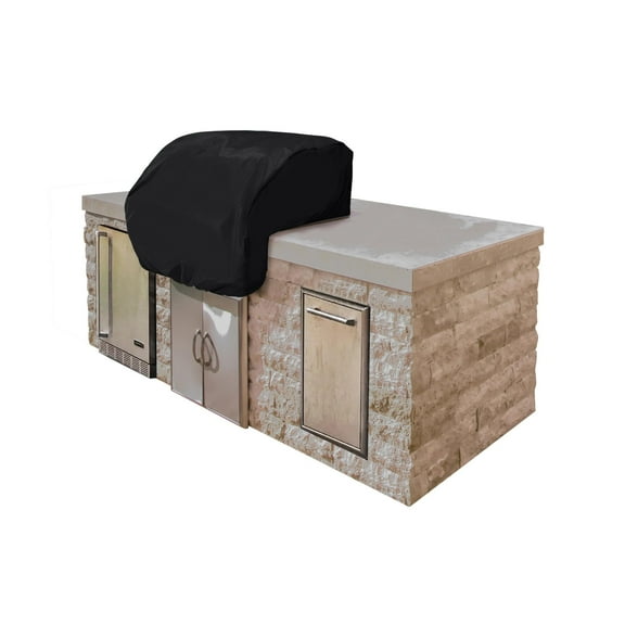 Covermates Classic Built-In Grill Cover – All-Weather Water-Resistant Outdoor BBQ Cover with Elastic Hem, Heavy Duty Vinyl Protection for Outdoor Kitchens, 34W x 30D x 18H, Black