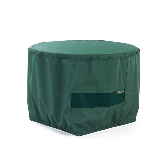 Covermates Classic Round Outdoor Fire Pit Cover – All-Weather, Water-Resistant Heavy-Duty Viny with Mesh Vent, Elastic Hem for Patio Furniture Protection, ROUND 24DIAMETER x 18H, Green