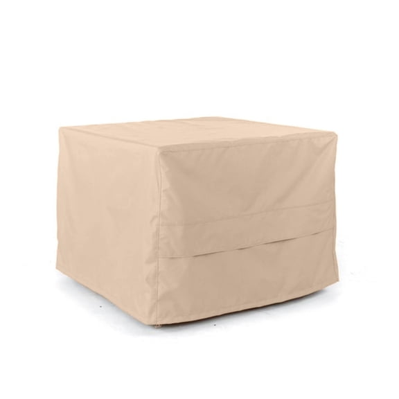 Ultima Deck Box Cover – Heavy-Duty 600D Polyester with Rot-Resistant Double-Stitched Seams, Auto-Locking Drawcord, Mesh Vent & Buckle Straps for Outdoor Protection, 24W x 24D x 18H, Ripstop Tan