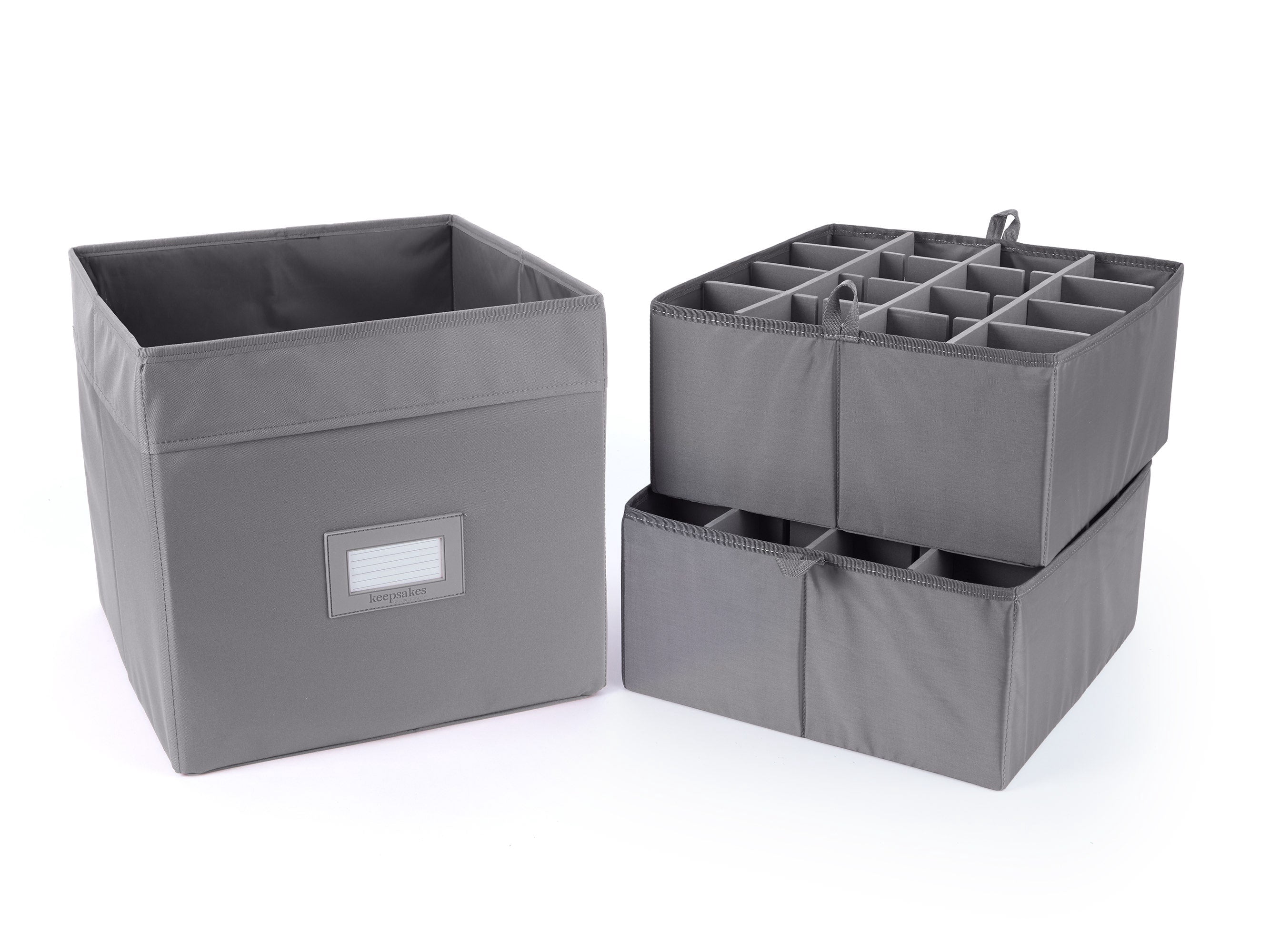 Covermates Keepsakes - Adjustable Cube Storage Bin - Configurable FlexGrid Compartments - ID Window - Pull Handles - Indoor Storage, Graphite