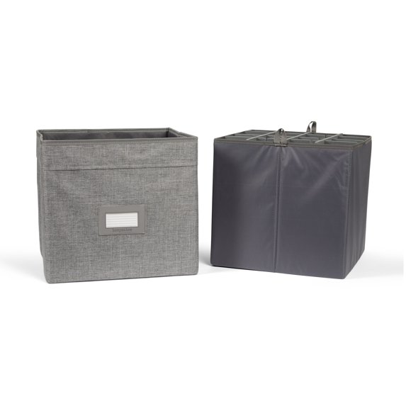Covermates Keepsakes - Adjustable Cube Storage Bin - Configurable FlexGrid Compartments - ID Window - Pull Handles - Indoor Storage, Grey Heather