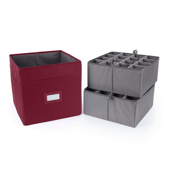 Covermates Keepsakes - Adjustable Cube Storage Bin - Configurable FlexGrid Compartments - ID Window - Pull Handles - Indoor Storage, Scarlett Red