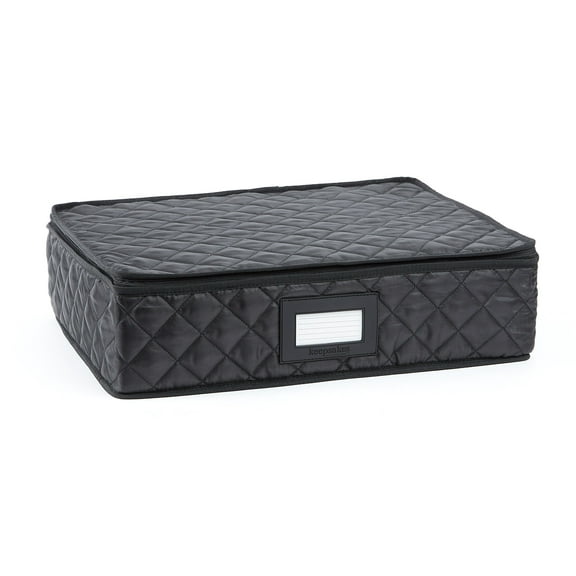 Covermates Keepsakes - Adjustable Glassware Storage - Padded Protection - ID Window - Stain Resistant - Machine Washable - China Storage, Black