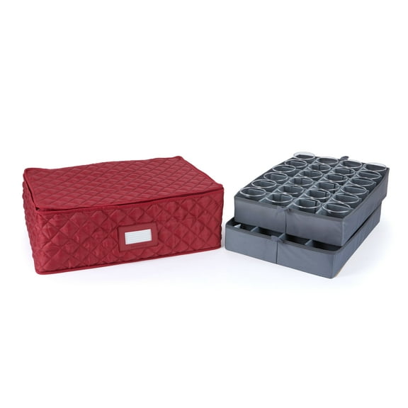 Covermates Keepsakes - Adjustable Glassware Storage - Padded Protection - ID Window - Stain Resistant - Machine Washable - China Storage, Red