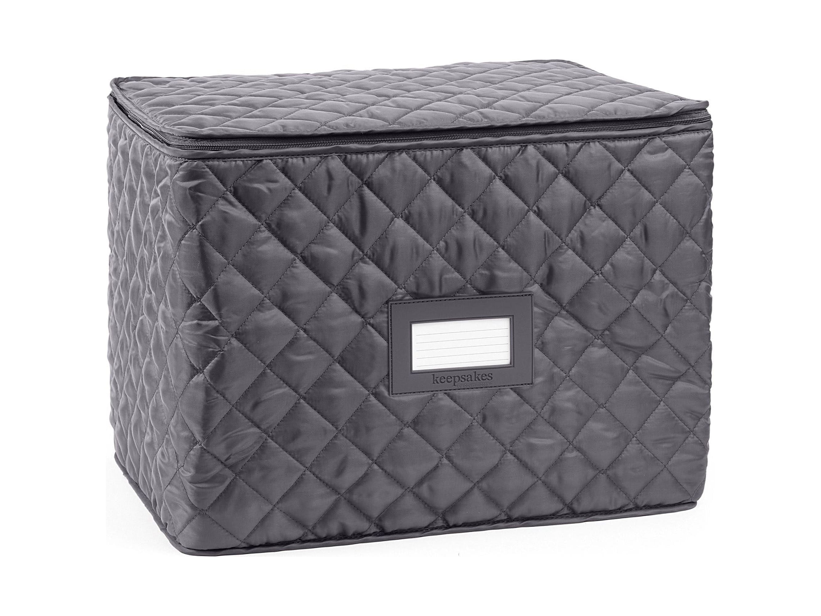 Slate Quilted Polyester Adjustable Glassware Storage with ID Window