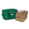 thumbnail image 1 of Covermates Keepsakes Adjustable Ornament Storage Bag – Heavy-Duty Polyester, Padded Dividers & FlexGrid Trays – Protective Holiday Ornament Organizer with Handles & Label Window, Green Snowflake, 1 of 7