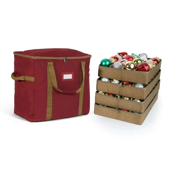 Covermates Adjustable Ornament Storage Bag  – 96 Standard Ornaments – (4) 4-Inch Trays