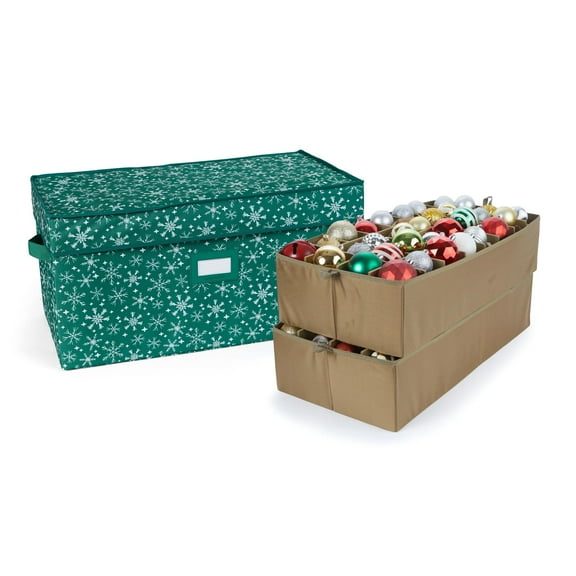 Covermates Adjustable Ornament Storage Box – 64 Tall Ornaments – (2) 6-Inch Trays