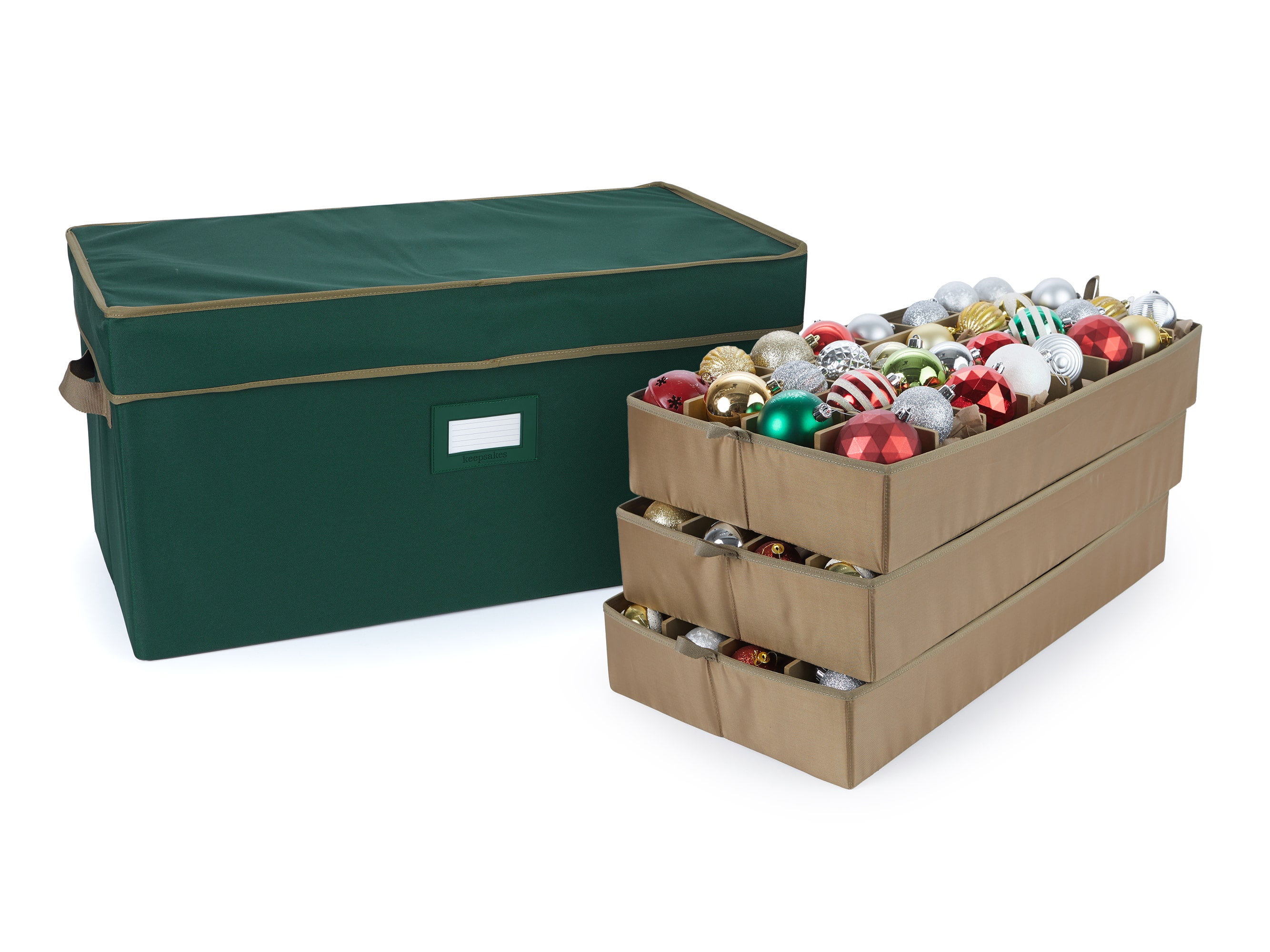 Covermates Keepsakes Adjustable Ornament Storage Box, Carrying Handles