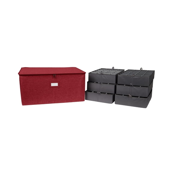 Covermates Keepsakes - Adjustable Zip-Top Storage Box - Configurable FlexGrid Compartments - Heavy Duty Polyester- Reinforced Handles - Stackable Design - Indoor Storage, Red Heather