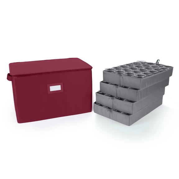 Covermates Keepsakes China Cups and Coffee Mugs Storage Box – Stackable, Reinforced Handles, China Storage-Scarlett Red