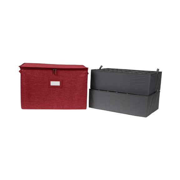 Covermates Keepsakes - Adjustable Zip-Top Storage Box - Configurable FlexGrid Compartments - Heavy Duty Polyester- Reinforced Handles - Stackable Design - Indoor Storage, Red Heather
