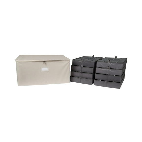 Covermates Keepsakes - Adjustable Zip-Top Storage Box - Configurable FlexGrid Compartments - Heavy Duty Polyester- Reinforced Handles - Stackable Design - Indoor Storage, Beige Heather