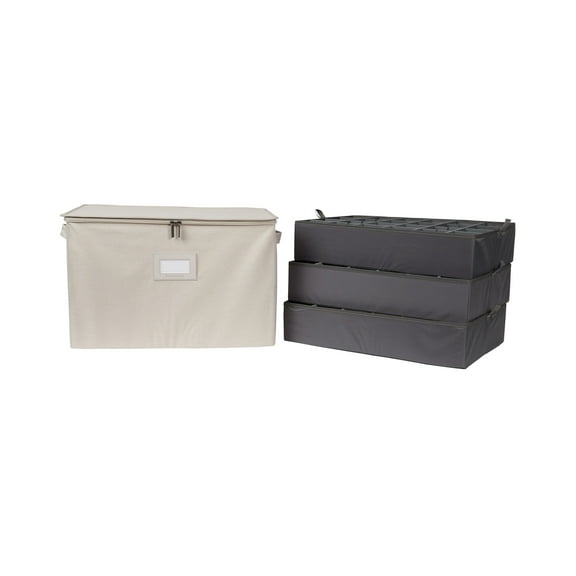 Covermates Keepsakes - Adjustable Zip-Top Storage Box - Configurable FlexGrid Compartments - Heavy Duty Polyester- Reinforced Handles - Stackable Design - Indoor Storage, Beige Heather