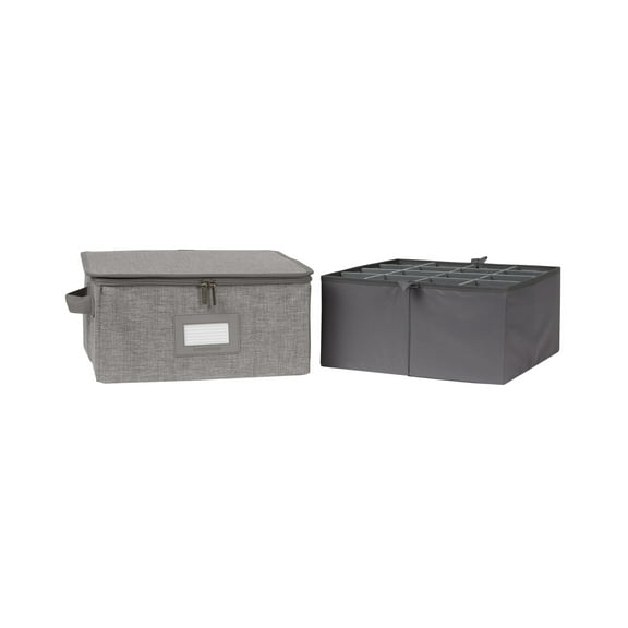 Covermates Keepsakes - Adjustable Zip-Top Storage Box - Configurable FlexGrid Compartments - Heavy Duty Polyester- Reinforced Handles - Stackable Design - Indoor Storage, Grey Heather