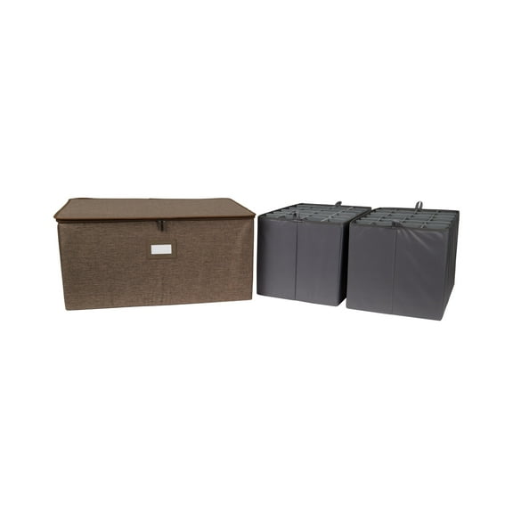 Covermates Keepsakes - Adjustable Zip-Top Storage Box - Configurable FlexGrid Compartments - Heavy Duty Polyester- Reinforced Handles - Stackable Design - Indoor Storage, Brown Heather