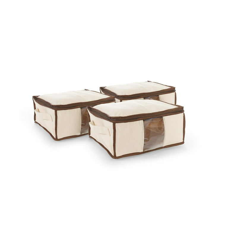 Covermates Keepsakes Canvas Storage Bag Premium Canvas Carrying Handles Dual Zipper Pulls Indoor Storage Natural