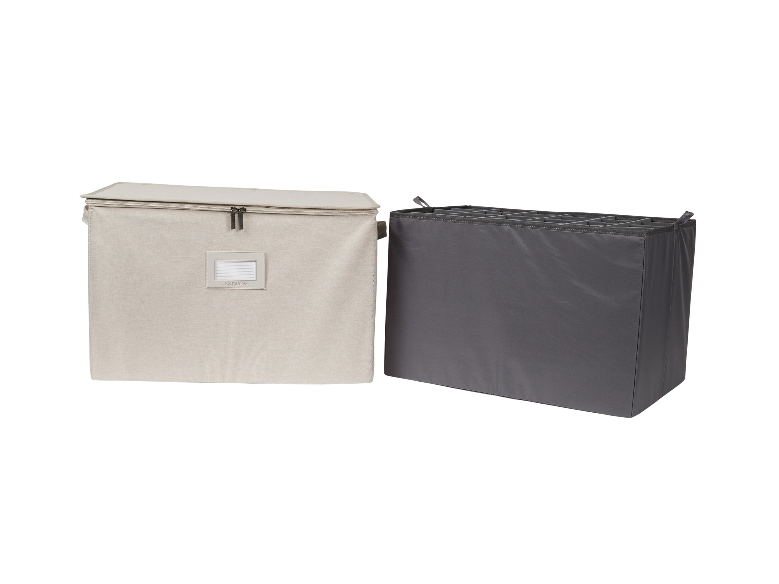 Covermates Keepsakes China Storage Box - Stackable, 12 Compartments For Cups & Mugs, Brown Heather