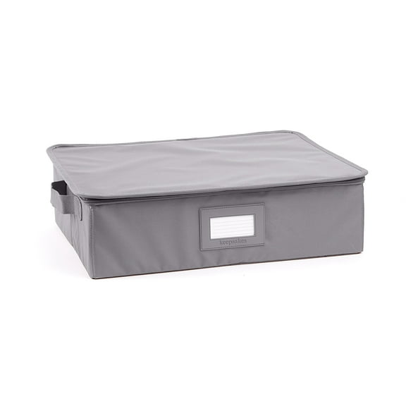 Covermates Keepsakes China Cups and Coffee Mugs Storage Box Stackable, Reinforced Handles, China Storage, Graphite