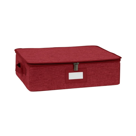 Covermates Keepsakes China Cups and Coffee Mugs Storage Box Stackable, Reinforced Handles, China Storage, Red Heather