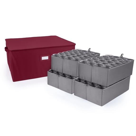 Covermates Keepsakes China Cups and Coffee Mugs Storage Box - Stackable, Reinforced Handles, China Storage, Scarlett Red
