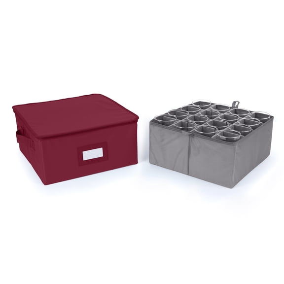 Covermates Keepsakes China Cups and Coffee Mugs Storage Box - Stackable, Reinforced Handles, China Storage, Scarlett Red