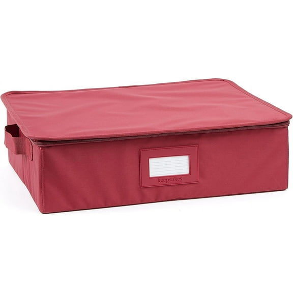 Covermates Keepsakes China Cups and Coffee Mugs Storage Box Stackable, Reinforced Handles, China Storage, Scarlett Red