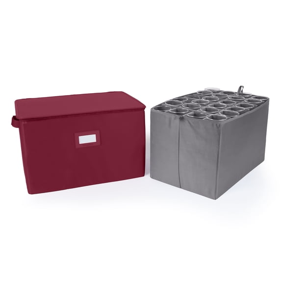 Covermates Keepsakes China Cups and Coffee Mugs Storage Box – Stackable, Reinforced Handles, China Storage-Scarlett Red
