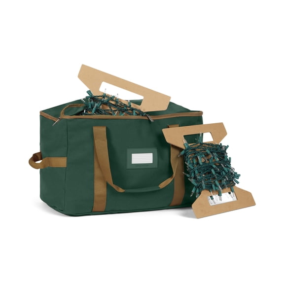 Covermates Keepsakes Christmas Light Storage Bag - Carrying Handles, ID Window - Holiday Storage, Green