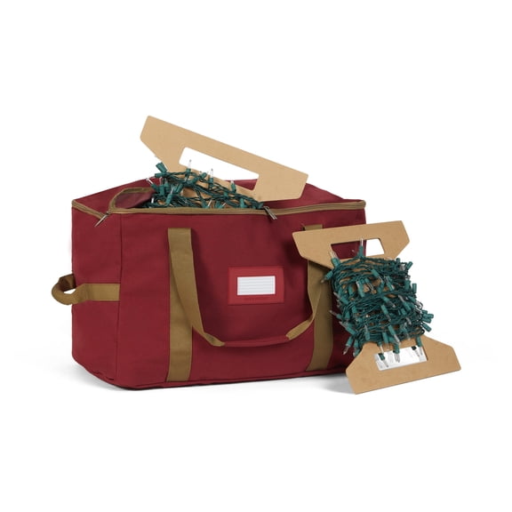 Covermates Keepsakes Christmas Light Storage Bag - Carrying Handles, ID Window - Holiday Storage, Red