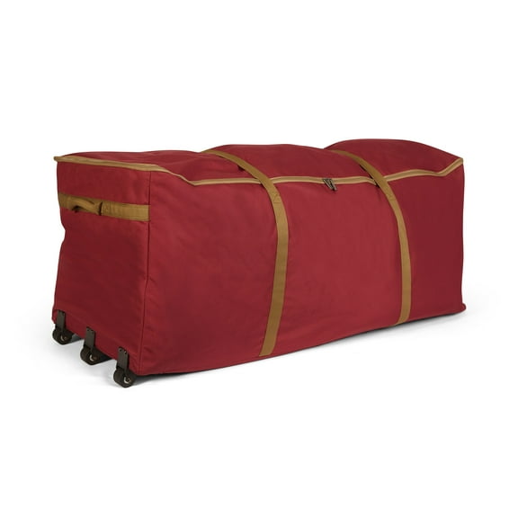 Covermates Keepsakes Christmas Tree Rolling Cinch Bag - Superior Protection - Padded Handles - Holiday Storage, Red