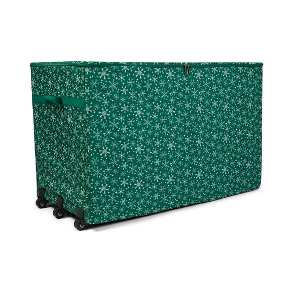 Covermates Keepsakes Christmas Tree Structured Rolling Storage Bag - Superior Protection, Reinforced Handles - Holiday Storage, Green Snowflake