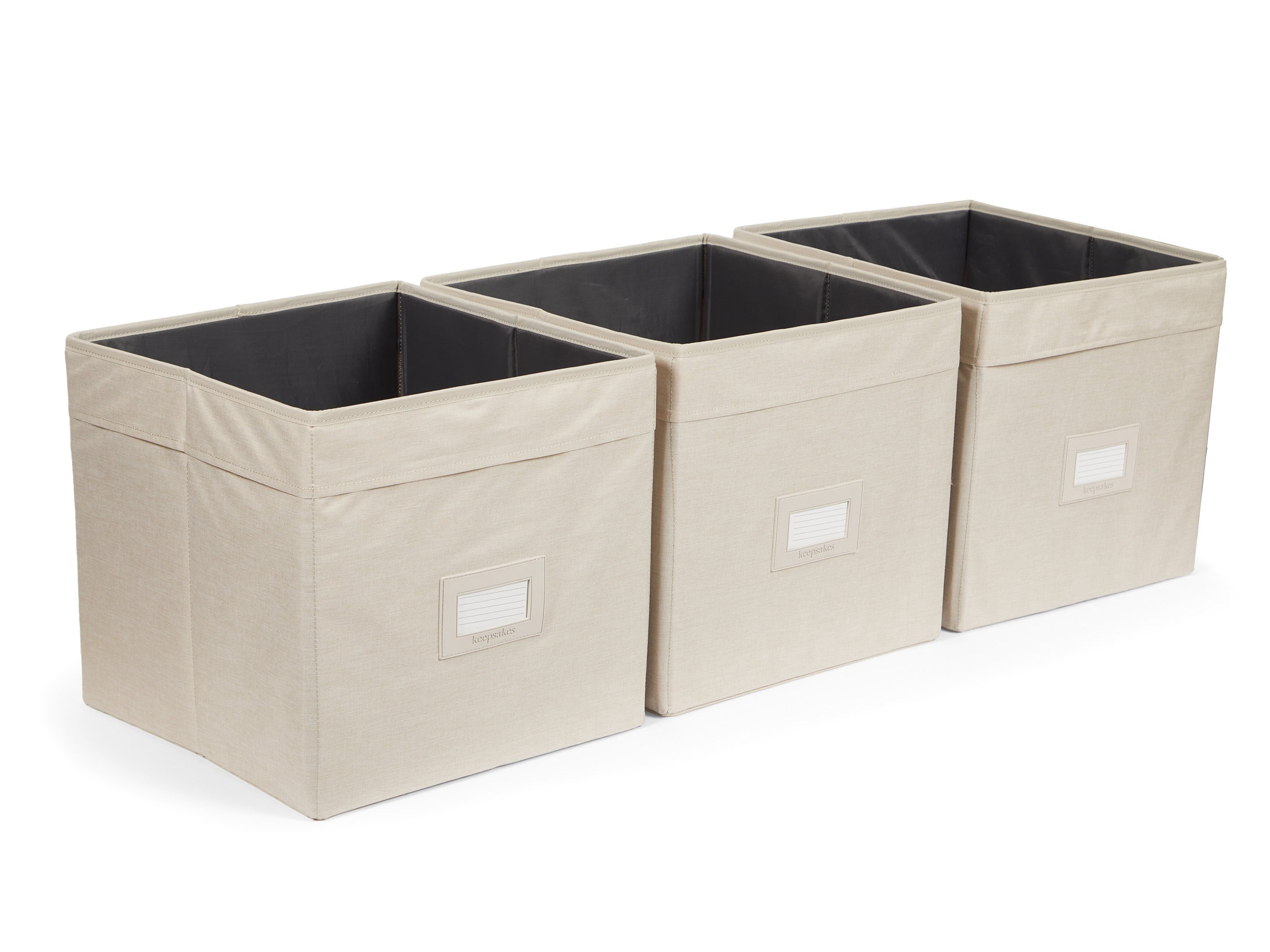 Covermates Keepsakes - Cube Storage Bin - Heavy Duty Material - ID Window - Pull Handles - Indoor Storage, Beige Heather