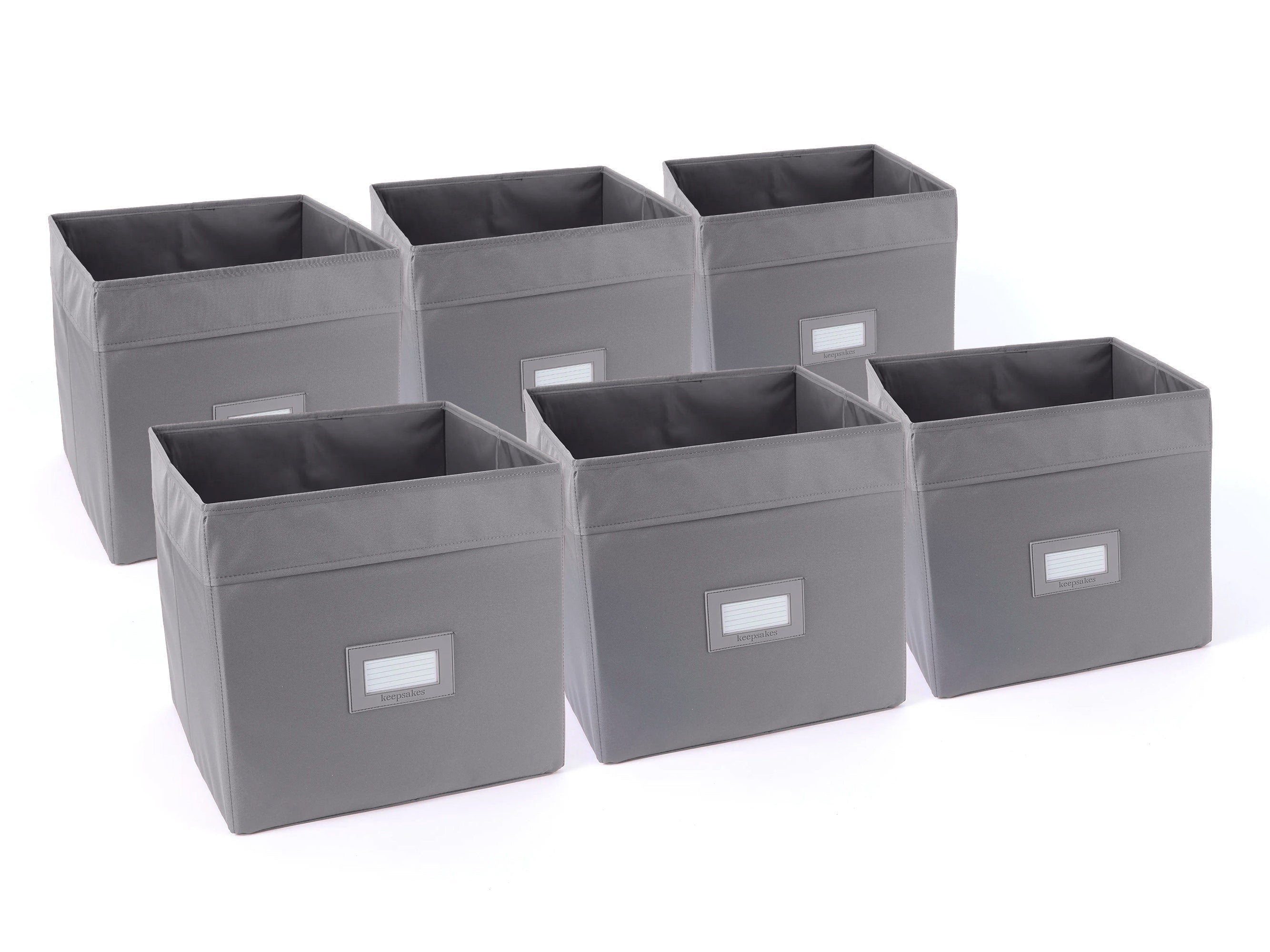 Covermates Keepsakes - Cube Storage Bin - Heavy Duty Material - ID Window - Pull Handles - Indoor Storage, Graphite