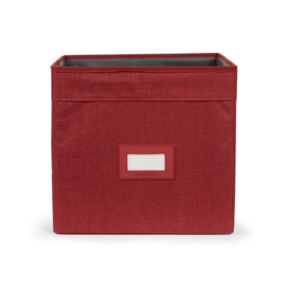 Covermates Keepsakes - Cube Storage Bin - Heavy Duty Material - ID Window - Pull Handles - Indoor Storage, Red Heather