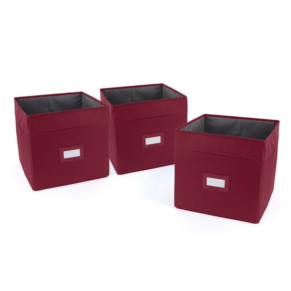 Covermates Keepsakes - Cube Storage Bin - Heavy Duty Material - ID Window - Pull Handles - Indoor Storage, Scarlett Red