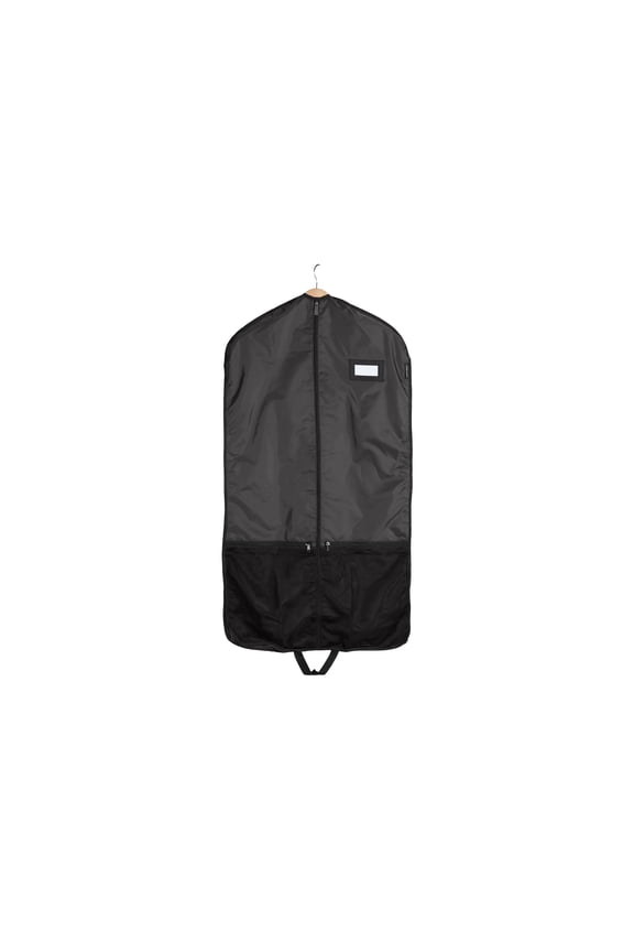 Keepsakes Deluxe Garment Bag Set - Premium Polyester - Full Length Zipper - ID Window - Carrying Handles - Stowaway Pouch - Closet Storage, Black