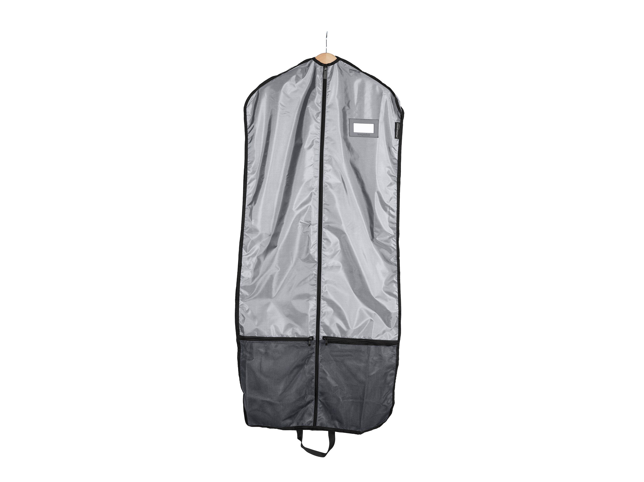 Covermates Keepsakes Deluxe Garment Bag Set - Premium Polyester - Full Length Zipper - ID Window - Carrying Handles - Stowaway Pouch - Closet Storage, Grey
