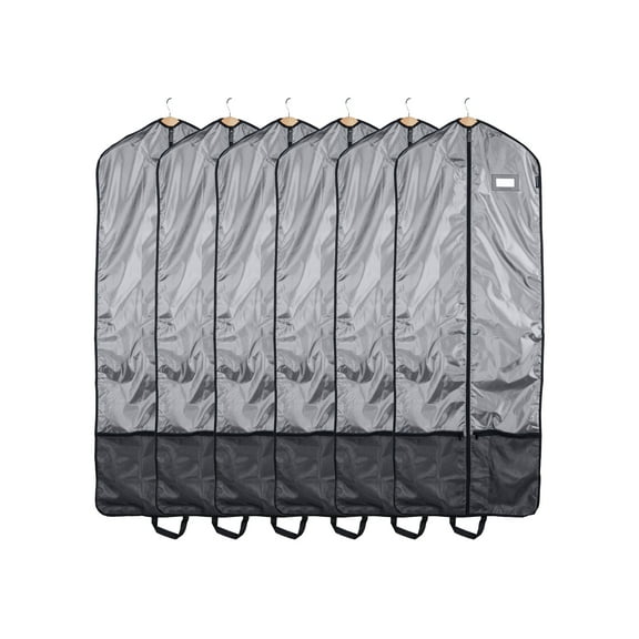Covermates Keepsakes Deluxe Garment Bag Set - Premium Polyester - Full Length Zipper - ID Window - Carrying Handles - Stowaway Pouch - Closet Storage, Grey