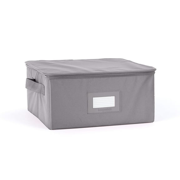 Covermates Keepsakes Dish Storage Box - Stackable, Reinforced Handles, China Storage, Graphite