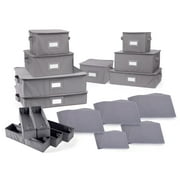 Covermates Keepsakes Dish Storage Box – Stackable, Reinforced Handles, China Storage, Graphite