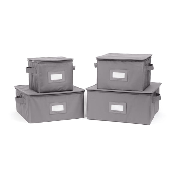 Covermates Keepsakes Dish Storage Box - Stackable, Reinforced Handles, China Storage, Graphite