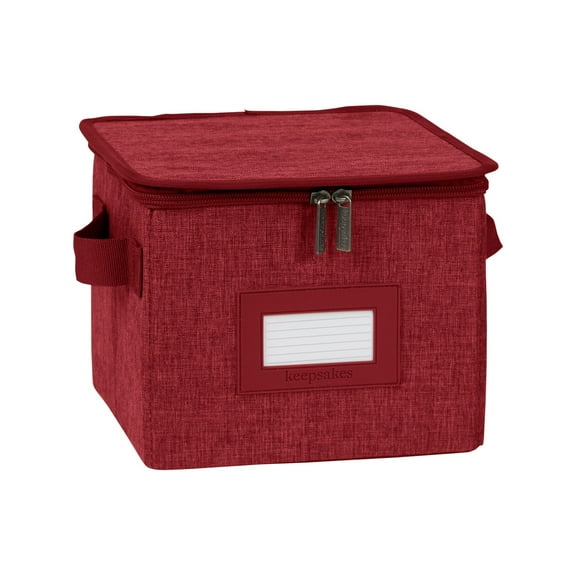 Covermates Keepsakes Dish Storage Box - Stackable, Reinforced Handles, China Storage, Red Heather