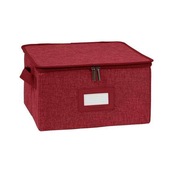 Covermates Keepsakes Dish Storage Box - Stackable, Reinforced Handles, China Storage, Red Heather