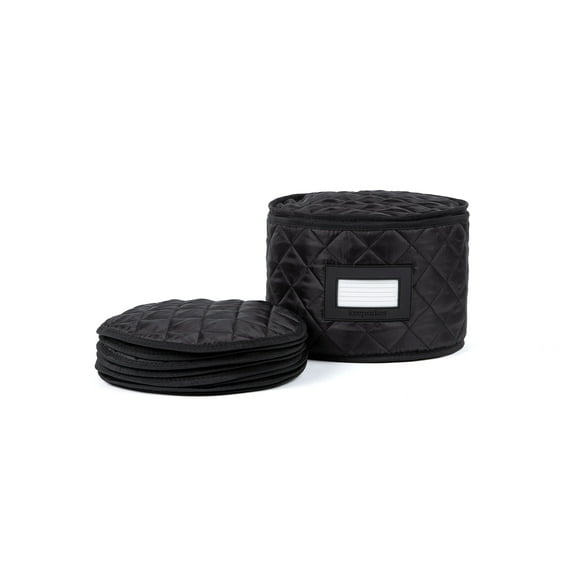 Covermates Keepsakes - Dish Storage - Padded Protection - ID Window - Stain Resistant - Machine Washable - China Storage, Black