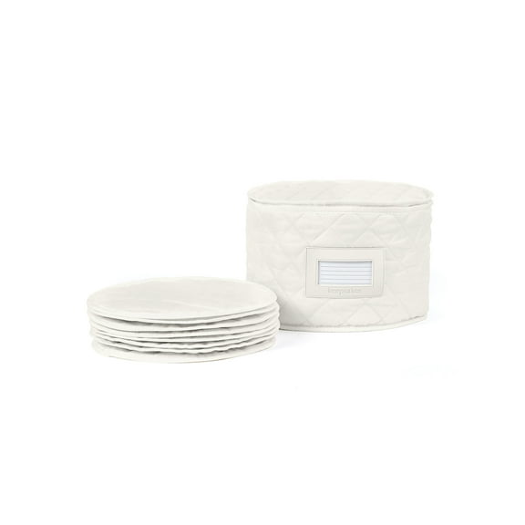 Covermates Keepsakes - Dish Storage - Padded Protection - ID Window - Stain Resistant - Machine Washable - China Storage, Cream