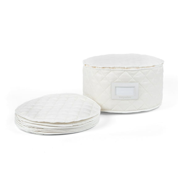 Covermates Keepsakes - Dish Storage - Padded Protection - ID Window - Stain Resistant - Machine Washable - China Storage, Cream