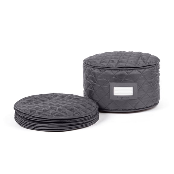 Covermates Keepsakes - Dish Storage - Padded Protection - ID Window - Stain Resistant - Machine Washable - China Storage, Slate
