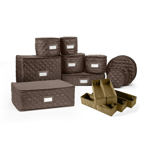 Covermates Keepsakes - Dish Storage Set - Padded Protection - ID Window - Stain Resistant - Machine Washable - China Storage-Bronze